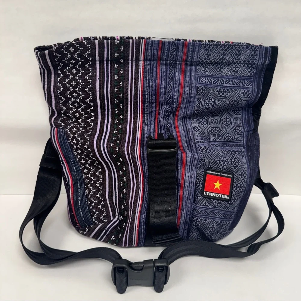 Ethnotek Multi Colored Crossbody Bag, Hand Woven Fabric sling bag Vietnam‎
